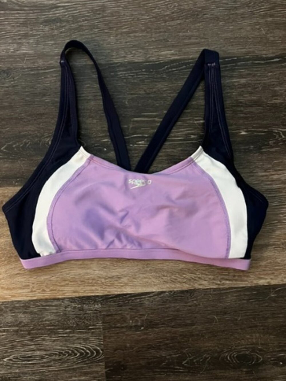 Women's Speedo Sports Athletic Bra, Size L, Black Purple, Racer Back, Ex Cond!